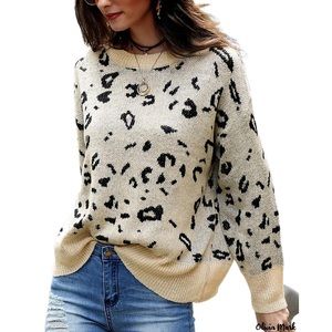 Leopard‎ Print Round Neck Casual Sweater